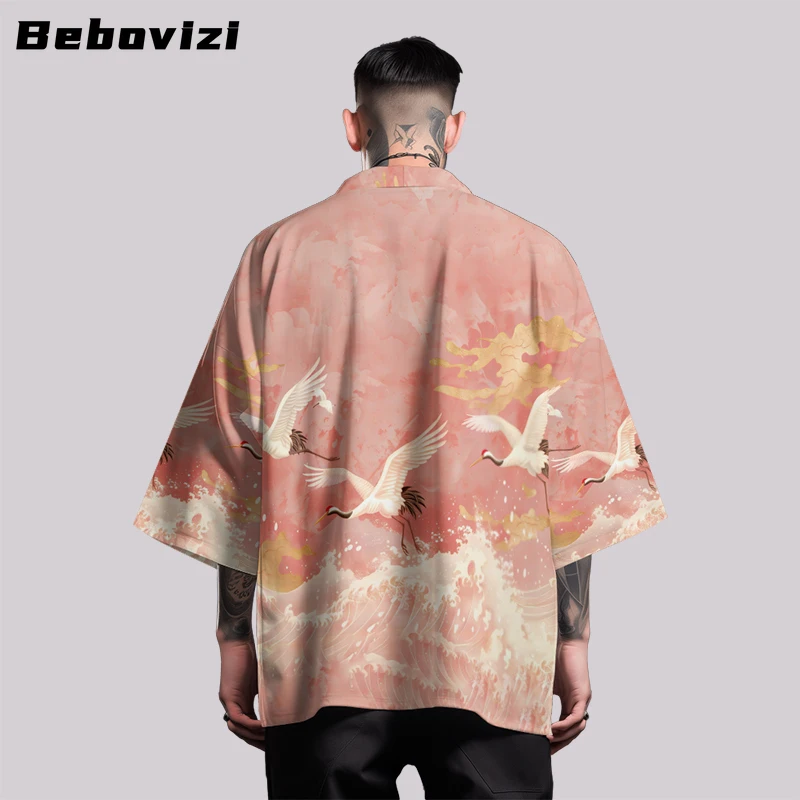 

Casual Cardigan Kimono Fashion Harajuku Demon Print Women Yukata Ukiyo-e 2025 Summer Beach Shirt Japanese Haori Clothes