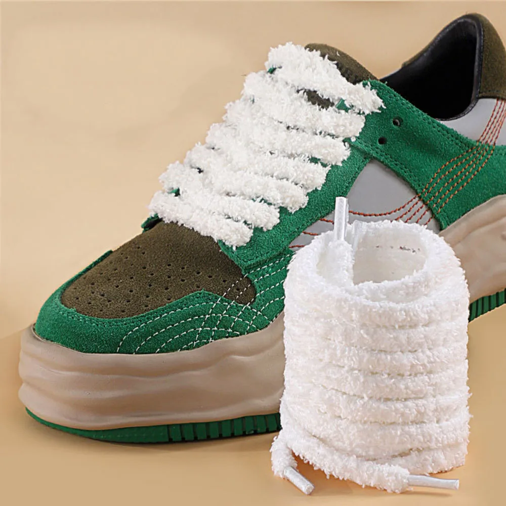 140cm Plush Shoelaces Solid Sneakers Shoes Rope Laces Strings Sport Casual Rubber Band Round Shoelaces 0.9CM Wide Replace 1Pair