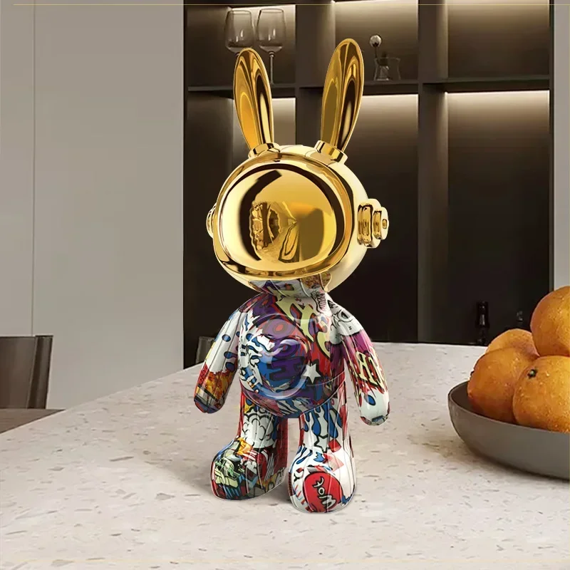 

Low Luxury Passion Gold 30CM Love Rabbit Jewelry Living Room Wine Cabinet Decoration Luxury Office Table Decoration