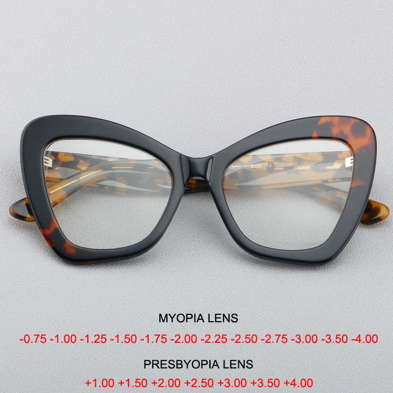 

Premium Women Cat Eye Sexy Large Acetate Frame Eyeglasses Female Butterfly Bow Style Individual Optical Myopia Lenses Glasses