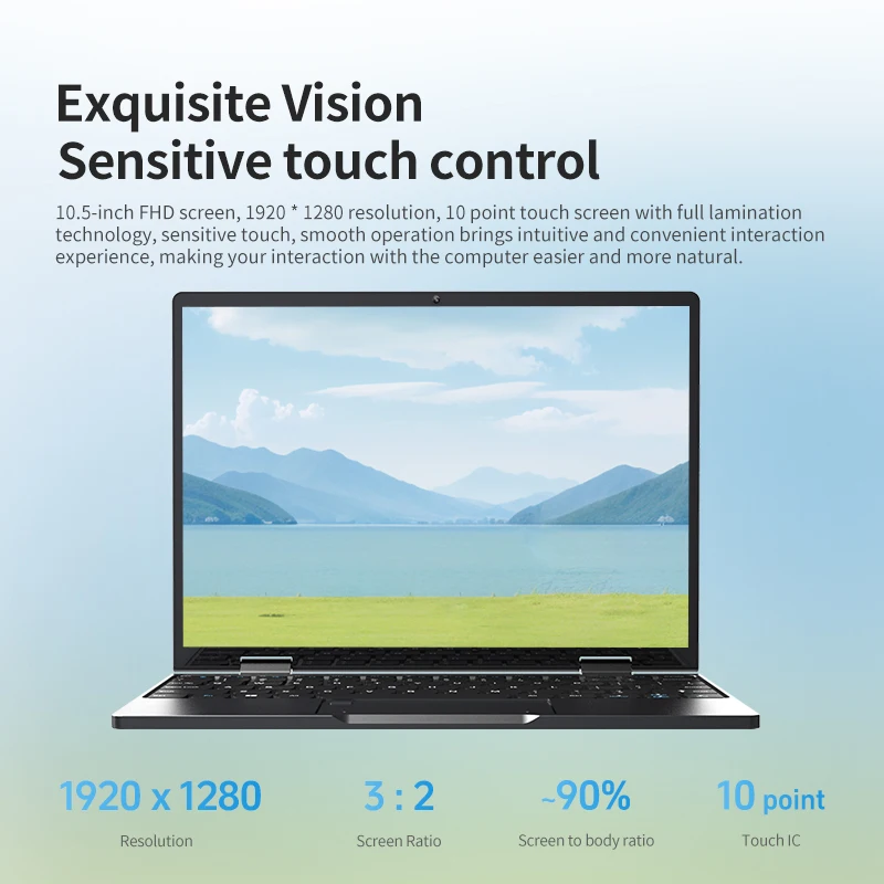 Zwide Mini Laptop Tablet 2-w-1 10,5-calowy Intel N150 (do) 3,6 GHz Windows 11 Laptopy