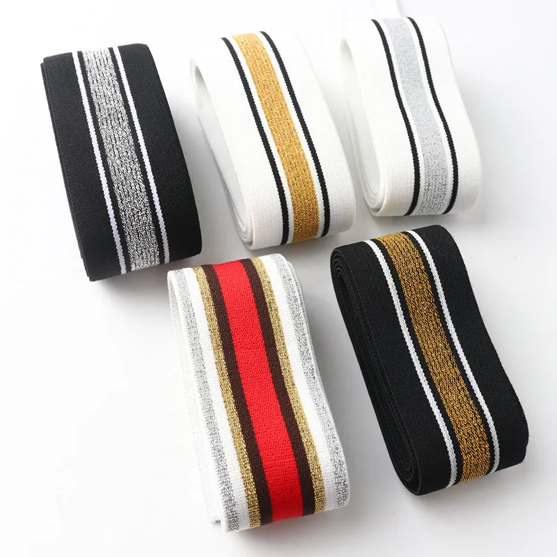 40Mm Thick Striped Elastic Band Pants Waist Sealing Rubber Band Wide Flat Elastic Striped Webbing Accessories Sewing Accessories