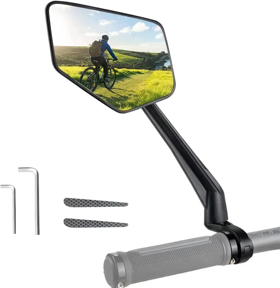RBRL Bicycle Rearview Mirror Aluminum Anti-Shake Handlebar Mirror 360 Rotatable Wide Angle Bike Mirror for MTB Road Bike E-bike
