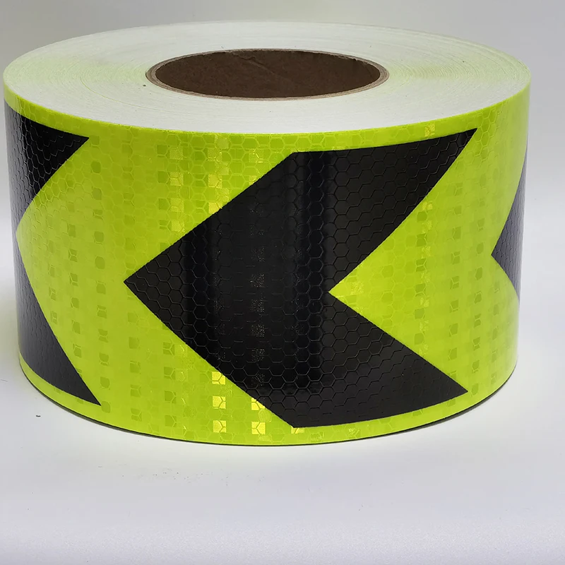 10cm High Visibility Arrow Reflective Sticker White Red Fluorescent Black Waterproof Adhesive Safety Making Tape 25M For Vehicle