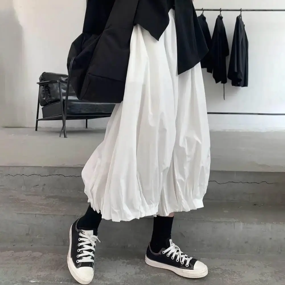 

Women Bloomer Elastic High Waist Wide Leg Trousers with Pockets Solid Color Loose Fit Casual Pants Work Travel Daily Wear Loose