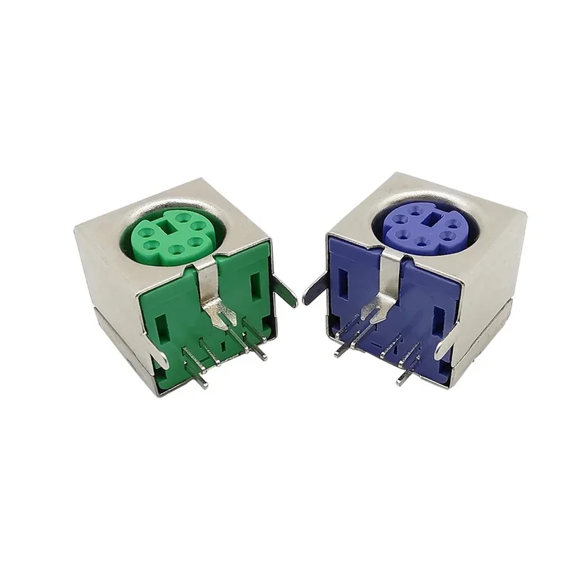 1/2/5Pcs PS2 Keyboard Socket 6 Pin Mini PS-2 Female Jack PCB Connector Keyboard Mouse Jack Socket Connector Green Purple