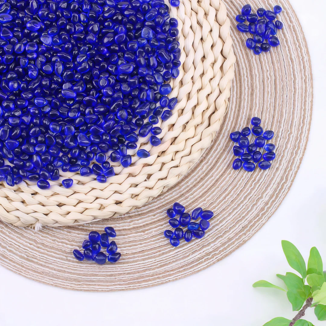 Deep Blue glass Crushed Stone, Deep Blue Crystal Chips for Mandala Offering, Fish Tank Aquarium Decor, Vase Filler view 6