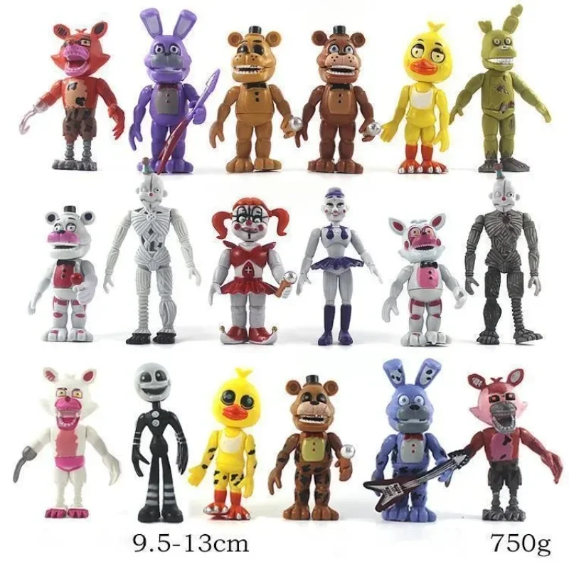 18pcs/set Freddy Bonnie Foxy Chica Fazbear Bear Sister Action Figure PVC Model