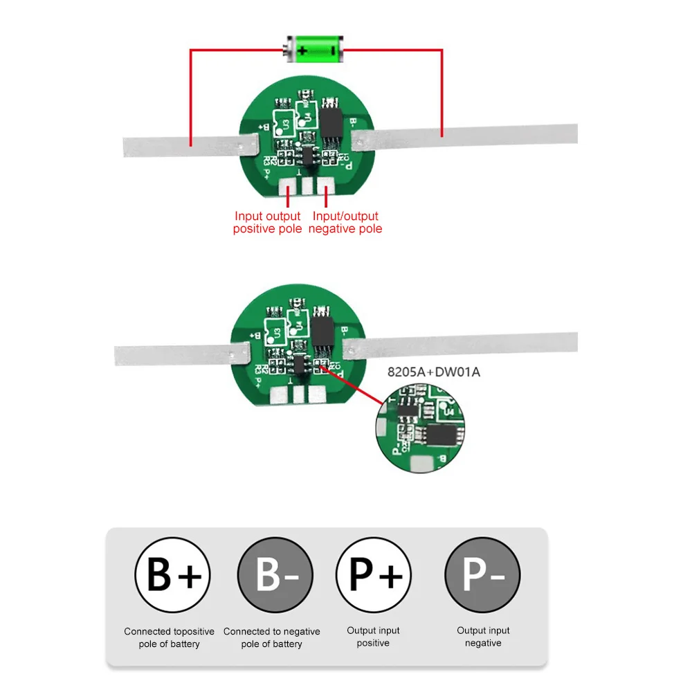 3.2V/3.7V 1/2/3MOS 2A 3A 4.5A 1S BMS Battery Protection Board with Solder Belt for 21700 Li-ion Lithium Battery Cell Kit