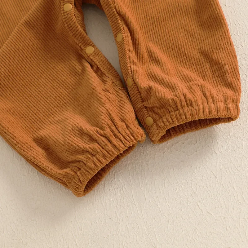 Baby Boy Romper Spring Autumn  Corduroy Long Sleeve Lapel Solid Color Button Up Jumpsuit Newborn Clothes 0 to 12 Months