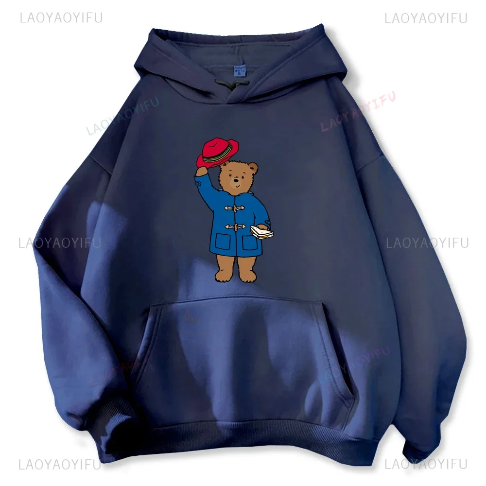 Paddington Bear in London Printed Long-sleeved Hoodie for Women Casual Everyday Autumn/winter Season Crewneck Hoodie