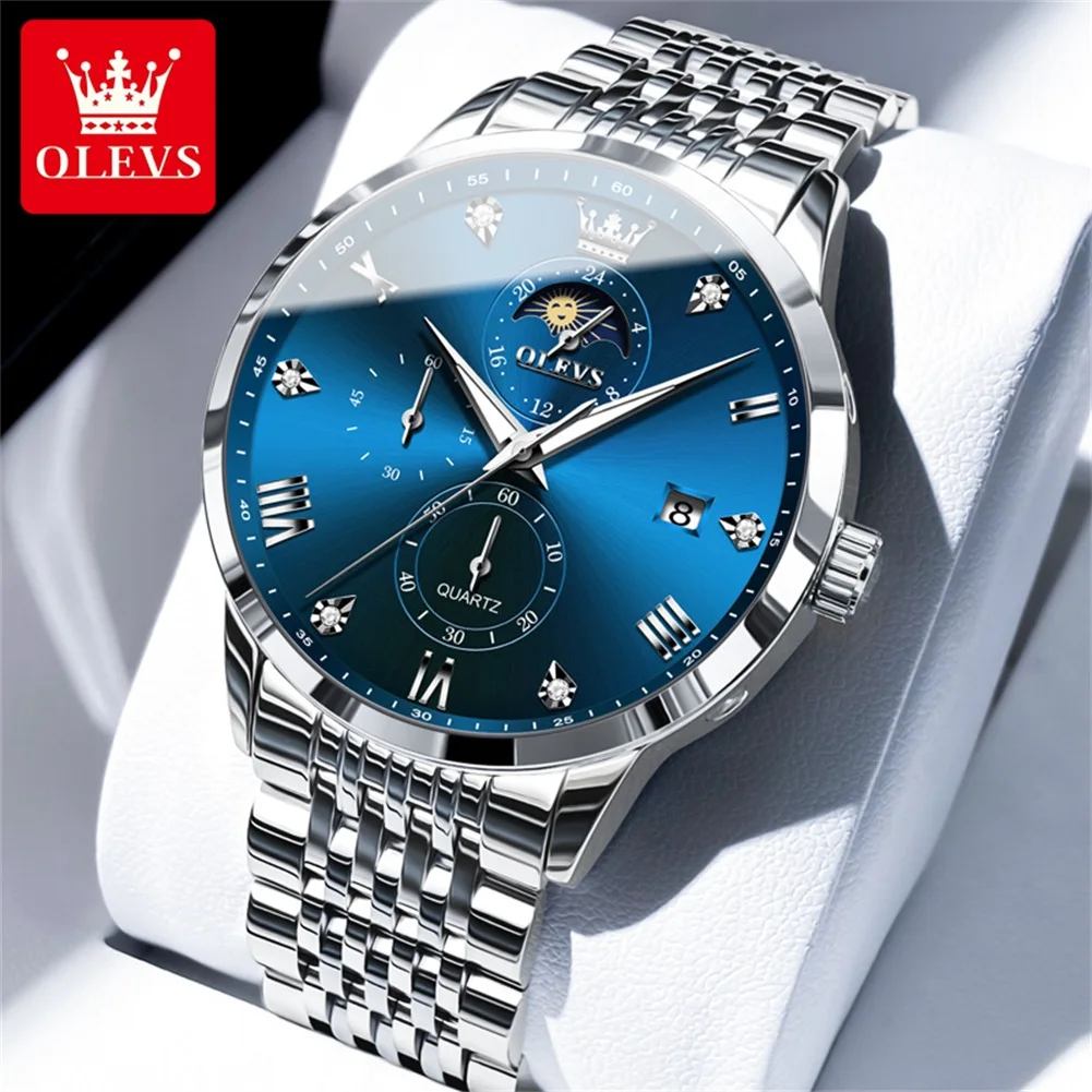 OLEVS 2925 Classic Brand Movement Watch Multifunctional Tidal Diurnal Phase Calendar Window 30m Waterproof Luminous Watch