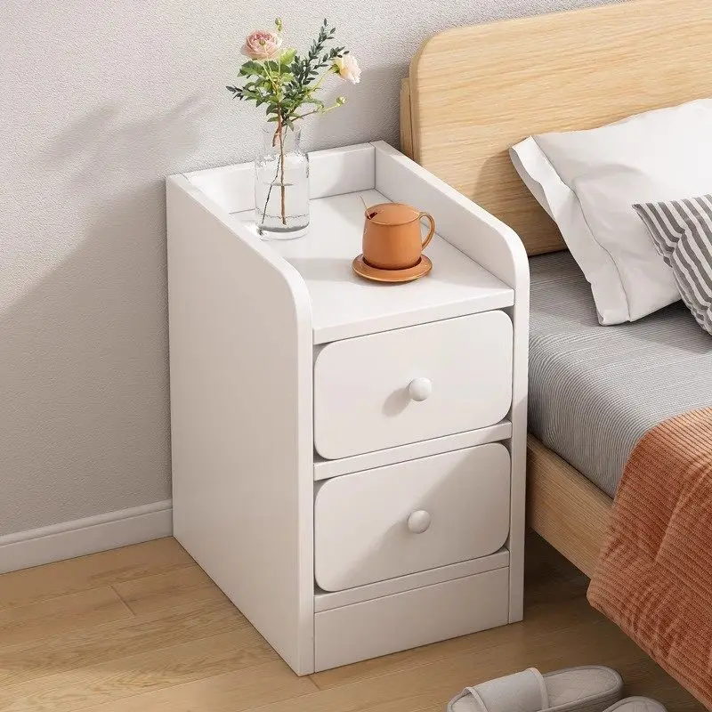White Trendy Bedside Table Bedroom Mobile Cabinets Librero Storage Luxury Wood Nightstand Organizer Mesa De Noche Home Furniture