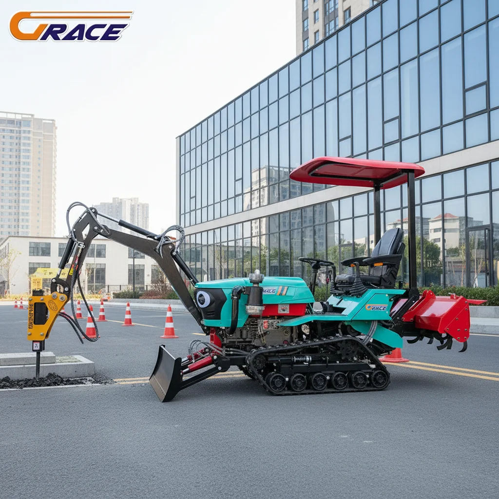 Customize Multifunctional Crawler Tractor With Ditching Backfill Rotary Tiller Tools