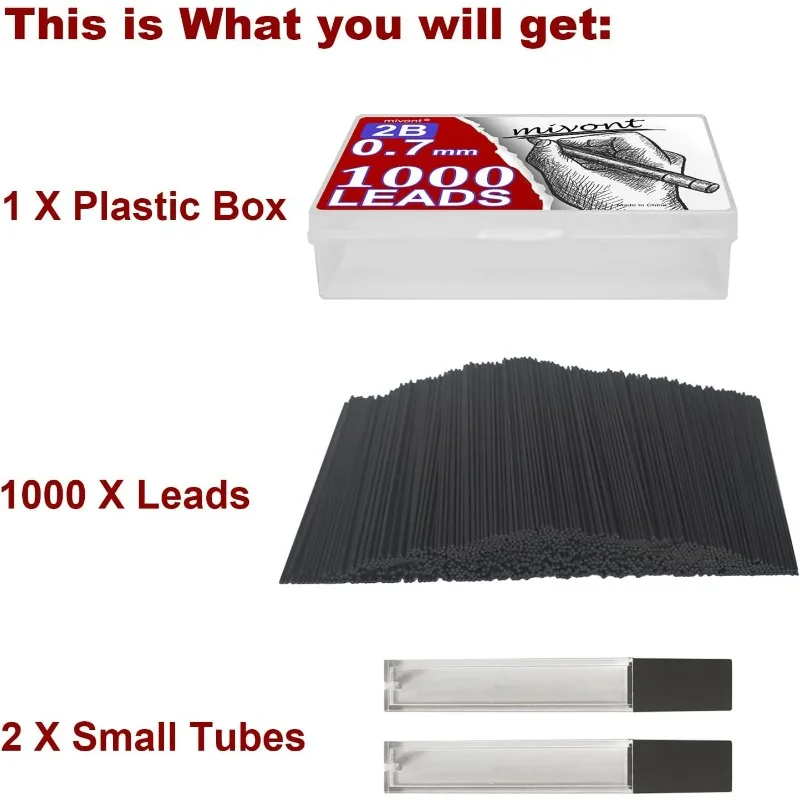 سعة كبيرة قلم رصاص الرصاص 0.5 0.7 2B عبوات قابلة للاستبدال الرصاص قلم رصاص ميكانيكي عبوات الرصاص طالب رسم رسم لوازم