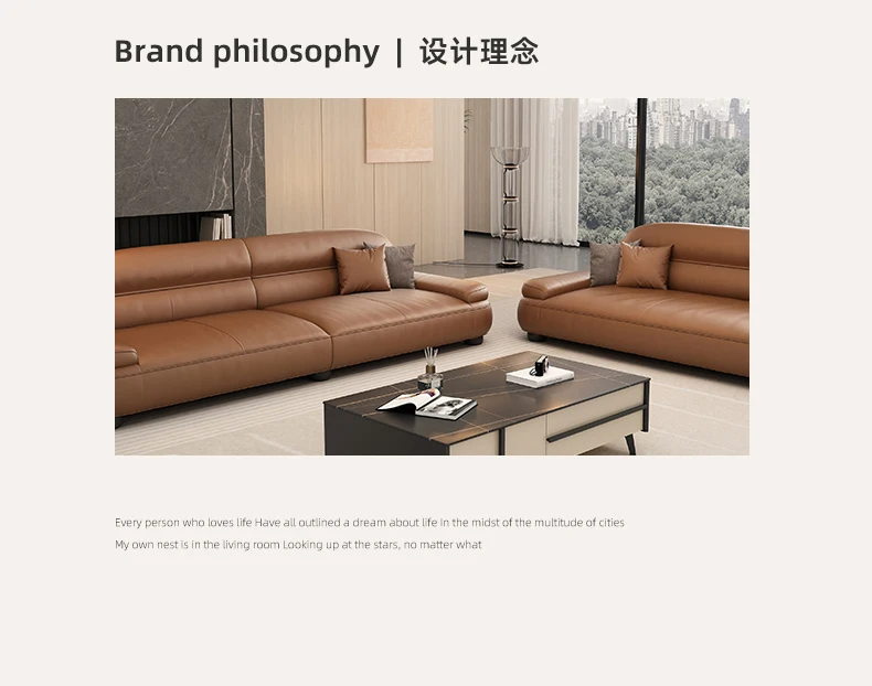 Genuine leather office sofa, minimalist modern rest area, reception, business office sofa, coffee table combination, three seats