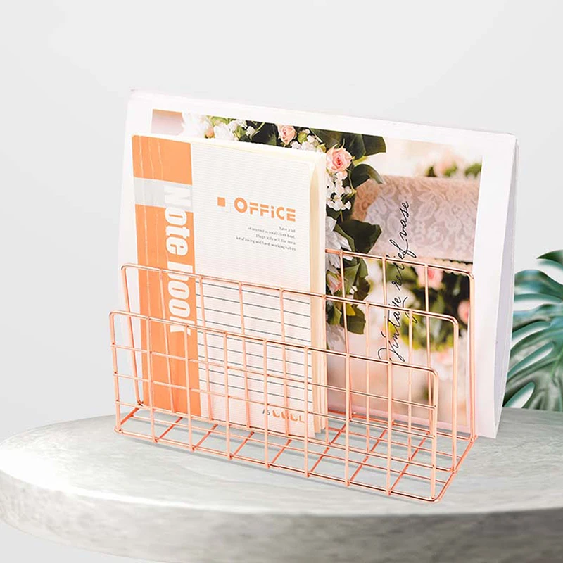 Ins Minimalist Iron Desktop Storage Rack Organizer Table Organizing Rack Document Book Rack Desk Multi-functional Storage Rack