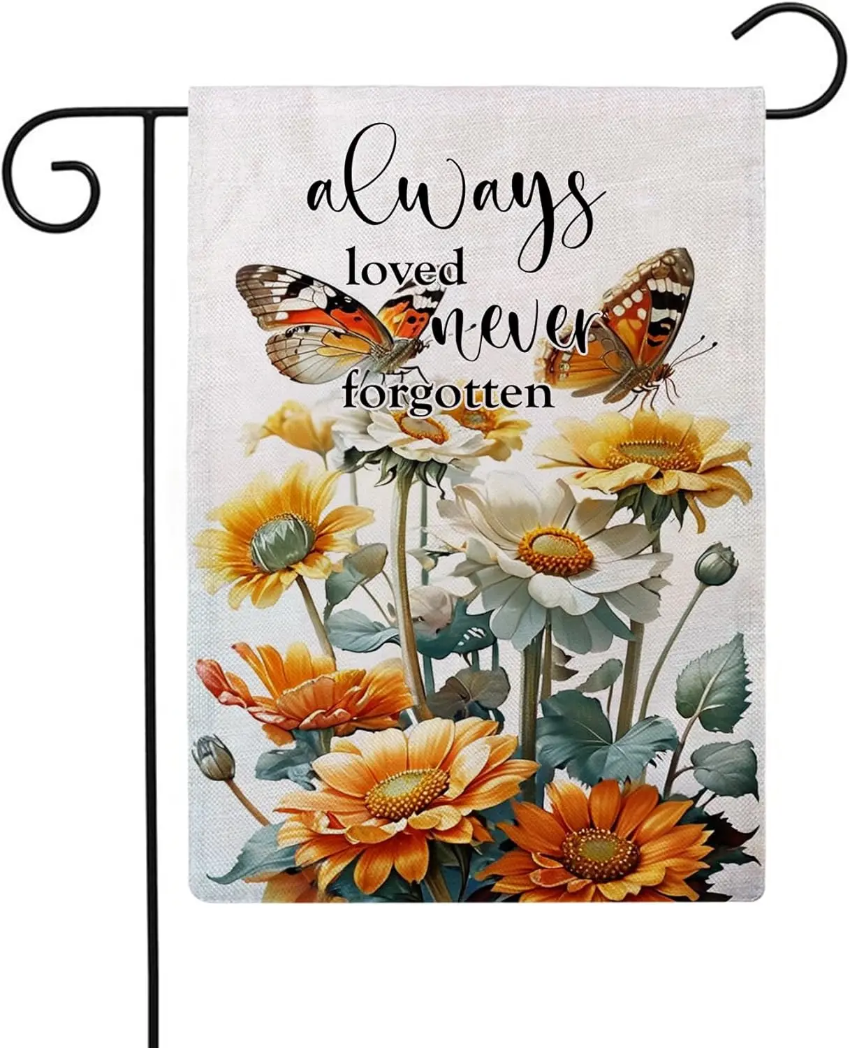 Butterfly Flowers Garden Flag 12.5 x 18 Inch Always Loved Never Forgotten Memorial Garden Flag Double Sided Spring Summer Ya zzo