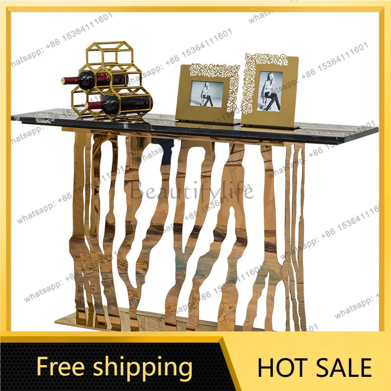 LS marble against the wall Entrance table Modern simple light luxury decorative cabinet End view table Strip living room