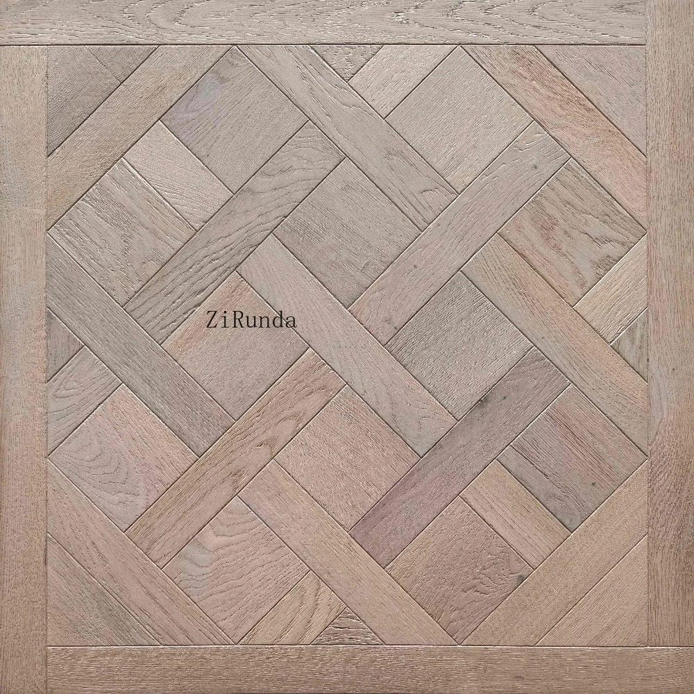 نسخة مخصصة من الباركيه مع مسامير خشبية 4 مم من قشرة البلوط العلوية ألواح هندسية للفيلات