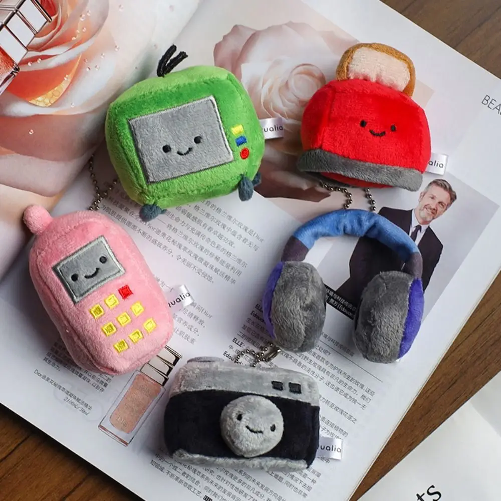 Cute Expression Home Appliance Plush Keychain Stuffed Doll Bread Maker Camera Plush Doll Pendant Mini TV Set Cartoon