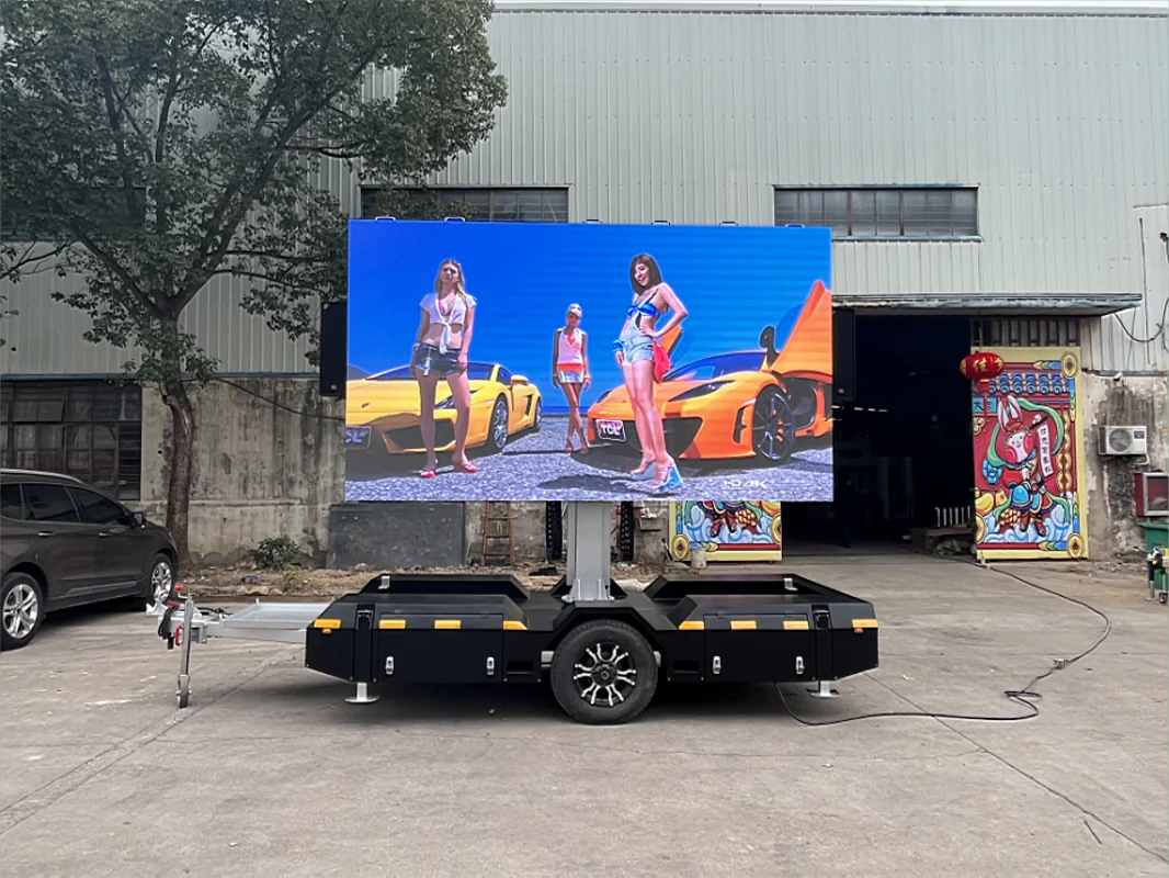 Pantalla de remolque LED de publicidad digital al aire libre personalizada, cartelera LED de publicidad móvil