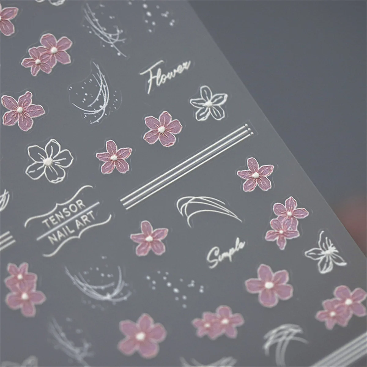 

1pcs 5D Embossed Kawaii Flower Nail Art Stickers Pink White Adhesive Nail Art Decorations Stickers Hot Stamping Manicure Decals
