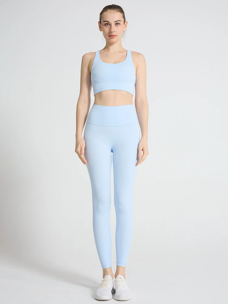 Women's 2 Piece Sports Yoga Set Sexy Cross Back Yoga Bra High Waist Elastic Hip Lift Leggings Running Outdoor Pilates Sports Set