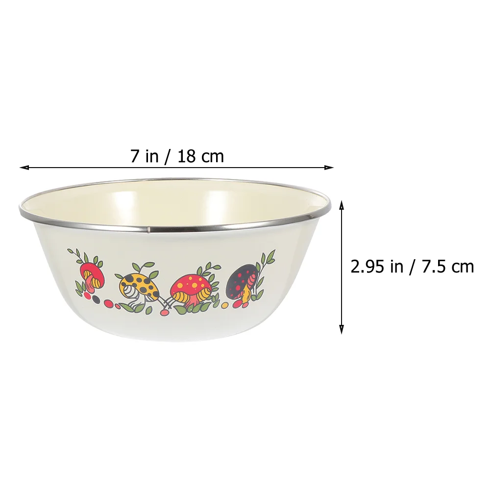 2 Pcs Bowl Creative Iron Enamel Basin Flatware Vintage Retro Style Lard Salad Metal Simple Kitchen Utensil