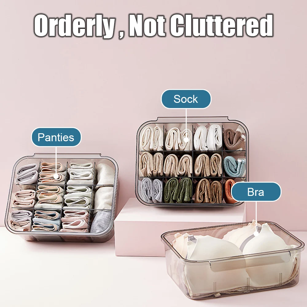 Dustproof Drawer Type Sock Organizers Wardrobe Drawer 12 Grids Bra Underwea Storage Boxs Detachable Bulkhead