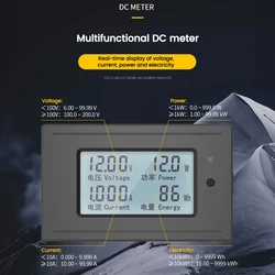 DC6~200V LCD Digital Multimeter Voltage Power Current Energy 4-in-1 Multifunction Monitor Meter 20A/50A/100A Voltmeter Ammeter