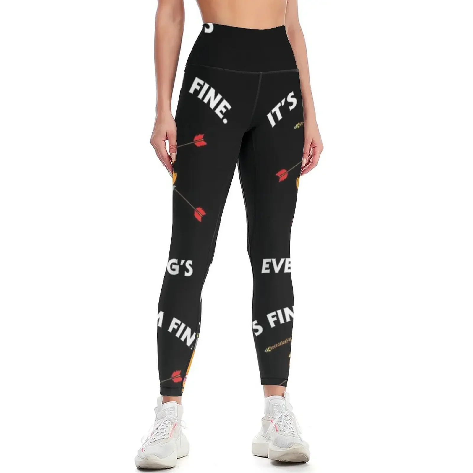 

its fine im fine everythings fine funny d20 fail dungeon cat Leggings gym womans Women's tights workout shorts Womens Leggings