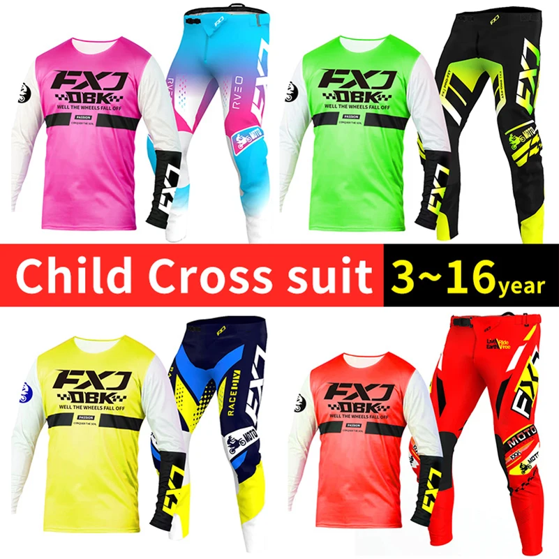 

Motocross Jersey Pant Kits Enduro Mens Kits Women's blue pink girl cross Off-road Youth child boy MX MTB name number Adult