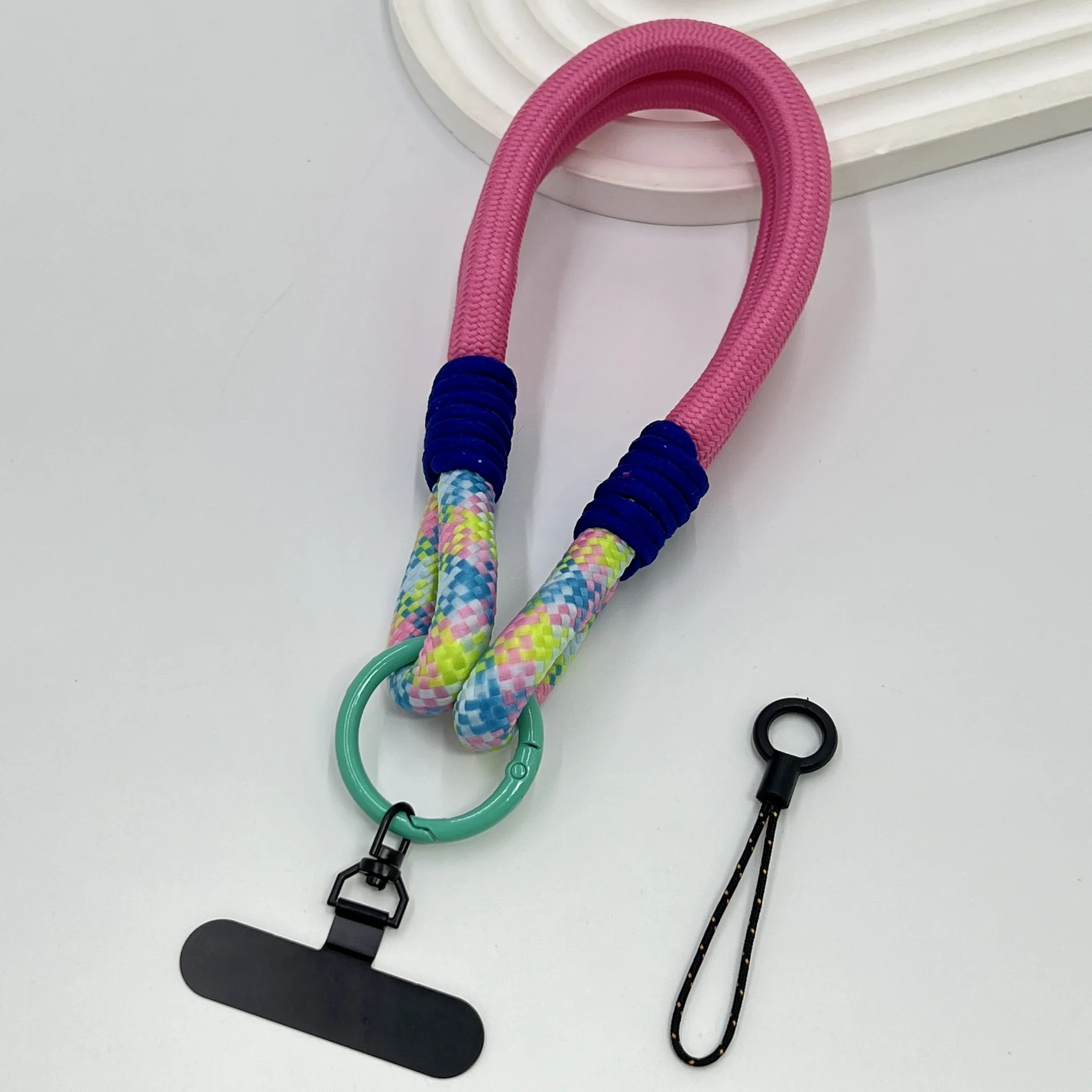 

DIY 2-In-1 Mobile Phone Universal Lanyard, Wrist Short Lanyard, 360° Rotating Metal Hanging Piece, Multi-Functional Wristband
