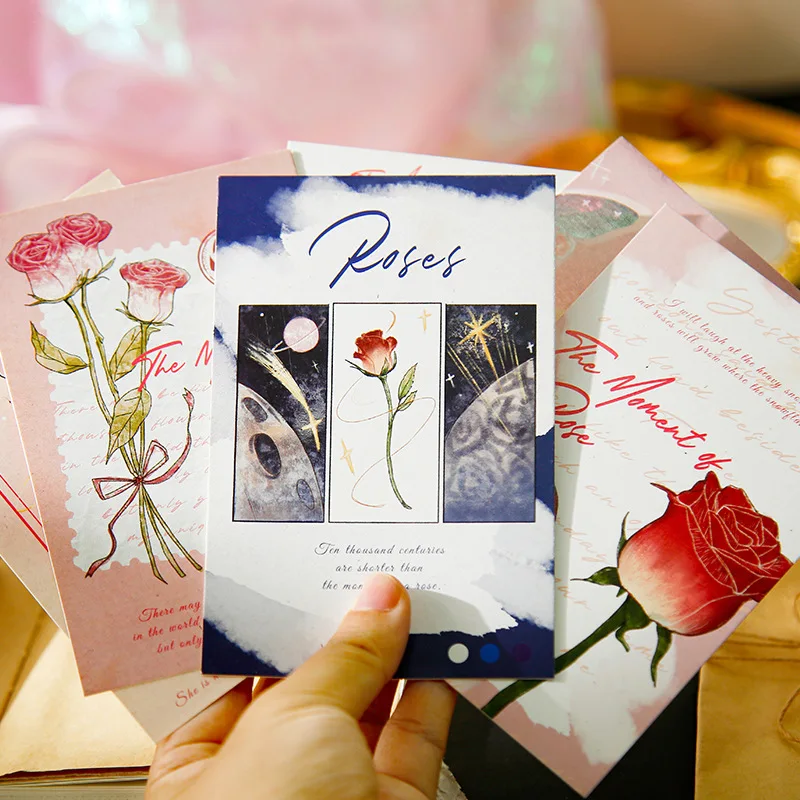 30Pcs Boxed Postcards: “A Moment with a Rose”—A Romantic Confession Gift for Lovers, Decorative and Artistic Cards