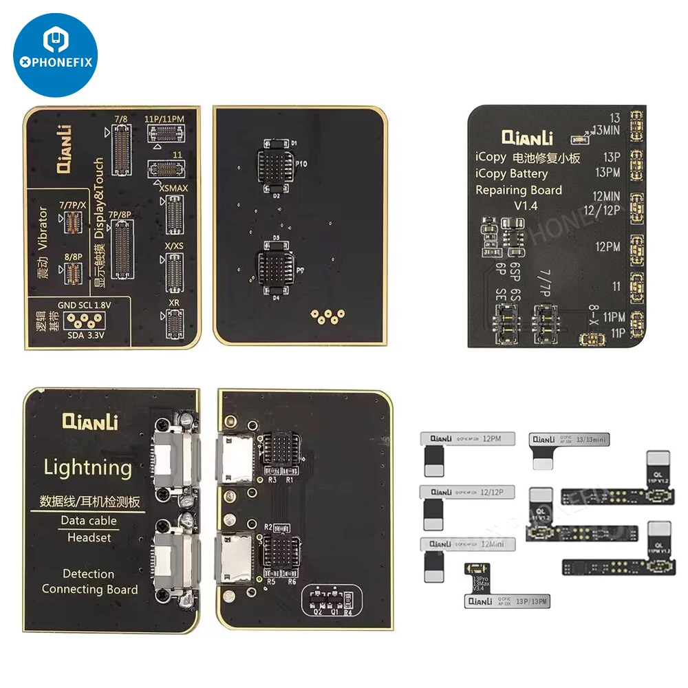 Qianmovies iCopy Plus Ture Tone/Virbrator EEPROM Programmer Battery Flex Cable Battery/LCD/Cable Heatset Board pour iPhone 6-14Repair