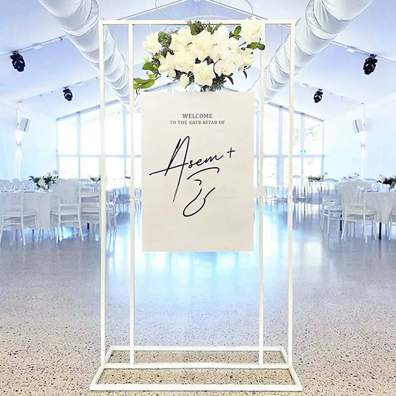 

White Acrylic Board Name Sign Shop Store Logo Display Arch Stand Baby Shower Ballon Engagement Anniversary Party Welcome Banner