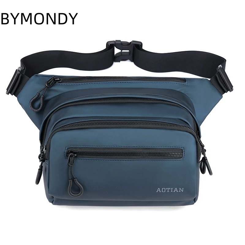 

BYMONDY Men Oxford Chest Bags 4 Layered Pockets Waterproof Sports Sling Packs Outdoor Sports Short Trip Teenagers Shoulder Bag