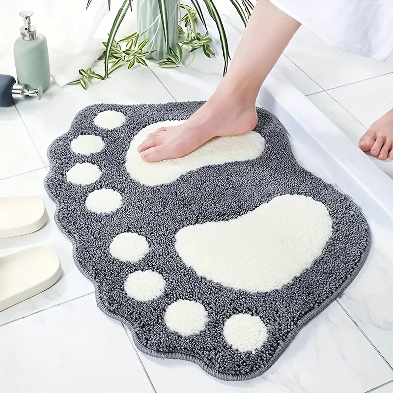 40x60cm Non-Slip Super Absorbent Mat Foot Print Bath Mats Non Slip Memory Foam Bathroom Carpet Foot Shaped Rug