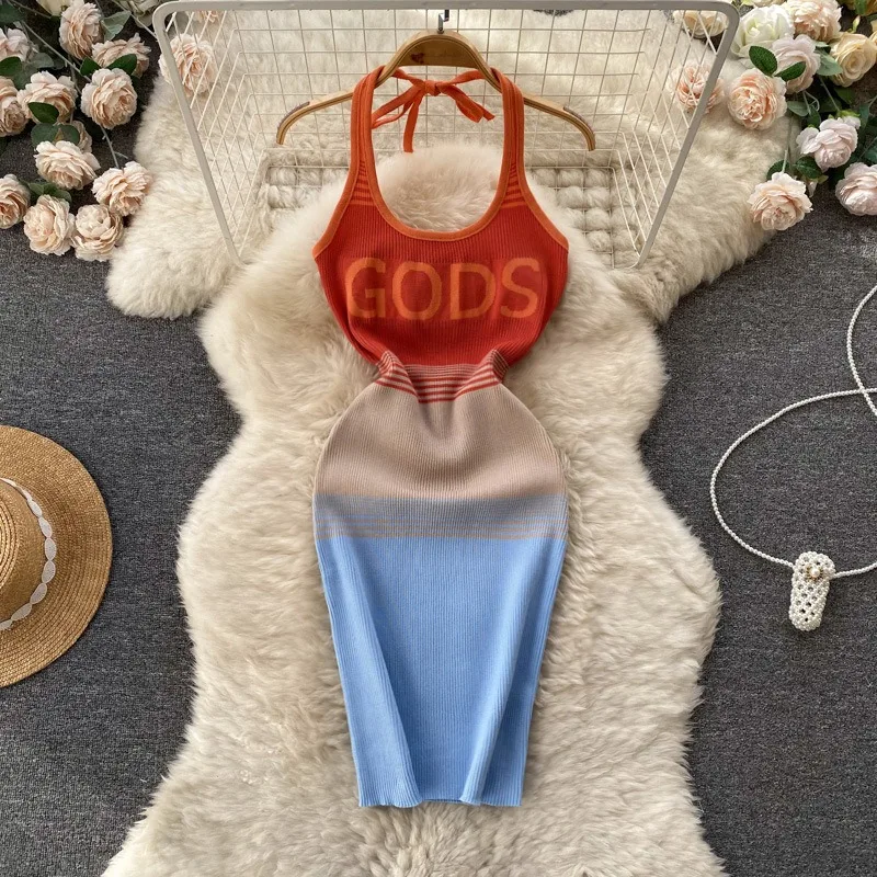 YuooMuoo-فستان نسائي Y2K محبوك متدرج ، حمالة صدر مثيرة ، عارية الذراعين ، نحيفة ، مرنة ، ملاصقة للجسم ، الصيف ، ملابس الشارع ، الموضة