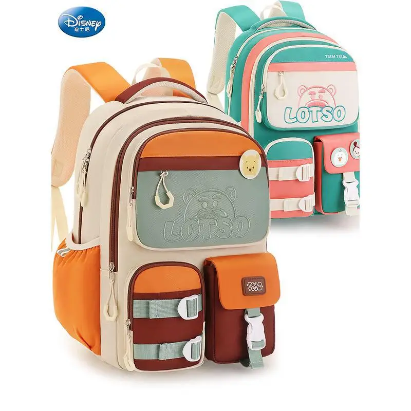 

Disney Lotso Girl School Bag Grade 1-6 Primary Student Shoulder Orthopedic Bakckpack Large Capacity Light Kids Gifts Mochilas