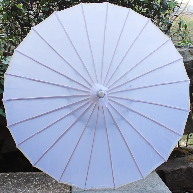 Chinesischer Farbiger Stoff-Regenschirm Weiß-Rosa Sonnenschirme Traditioneller Chinesischer Tanz-Farbschirm Japanische Seiden-Requisiten – Detail 7