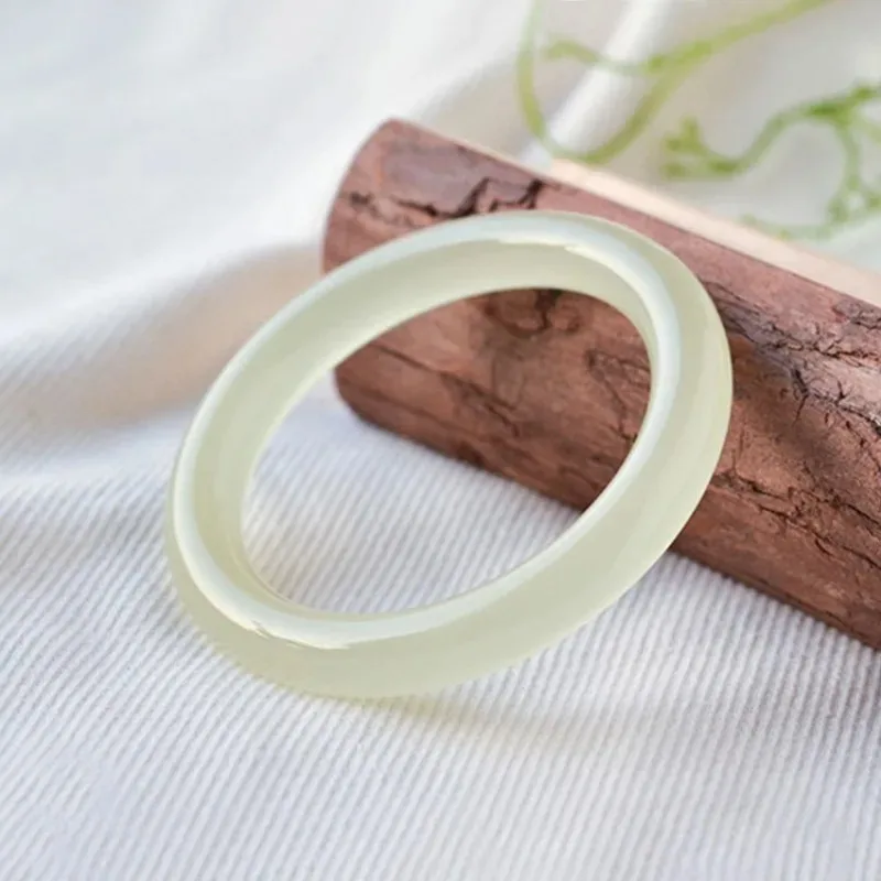 

New Natural Blue and White Jade Round Bar Bracelet, Women's Fashion Versatile Jewelry
