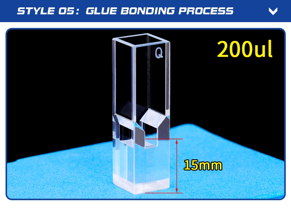 JGS1 Quarz-Mikrovolumen-Fluoreszenzküvette 50-680 µl Vierseitige Lichtdurchlässigkeit Labor-Spektroskopieküvette – Detail 9