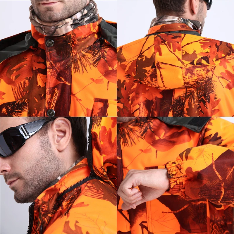 Outdoor Bionic Camo Clothing Suits Oversized Orange Waterproof Hunting Set Bird Watching Clothes Ghillie Suit 4XL AF121