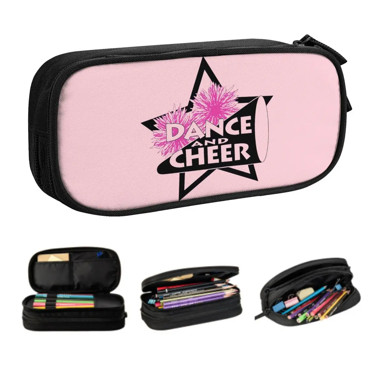 Cheerleading Girl Custom Cute Pencil Case Girls Boys Large Capacity Pencil Bag Pouch Students Stationery