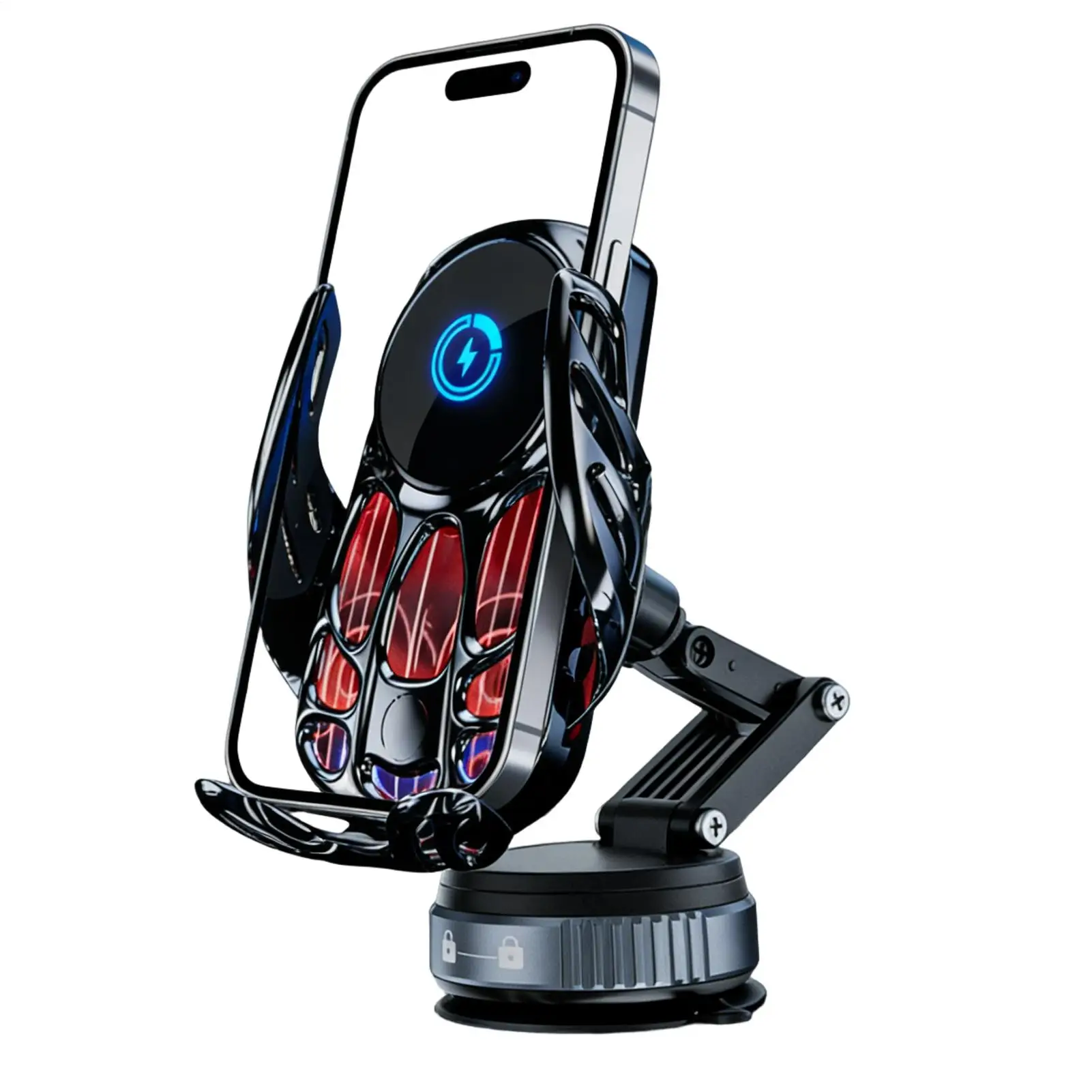 Suction Cup Dashboard Navigation Stand Wireless Car Charger 15W Car Phone Holder Charger for Daily Commuting Music Control Video