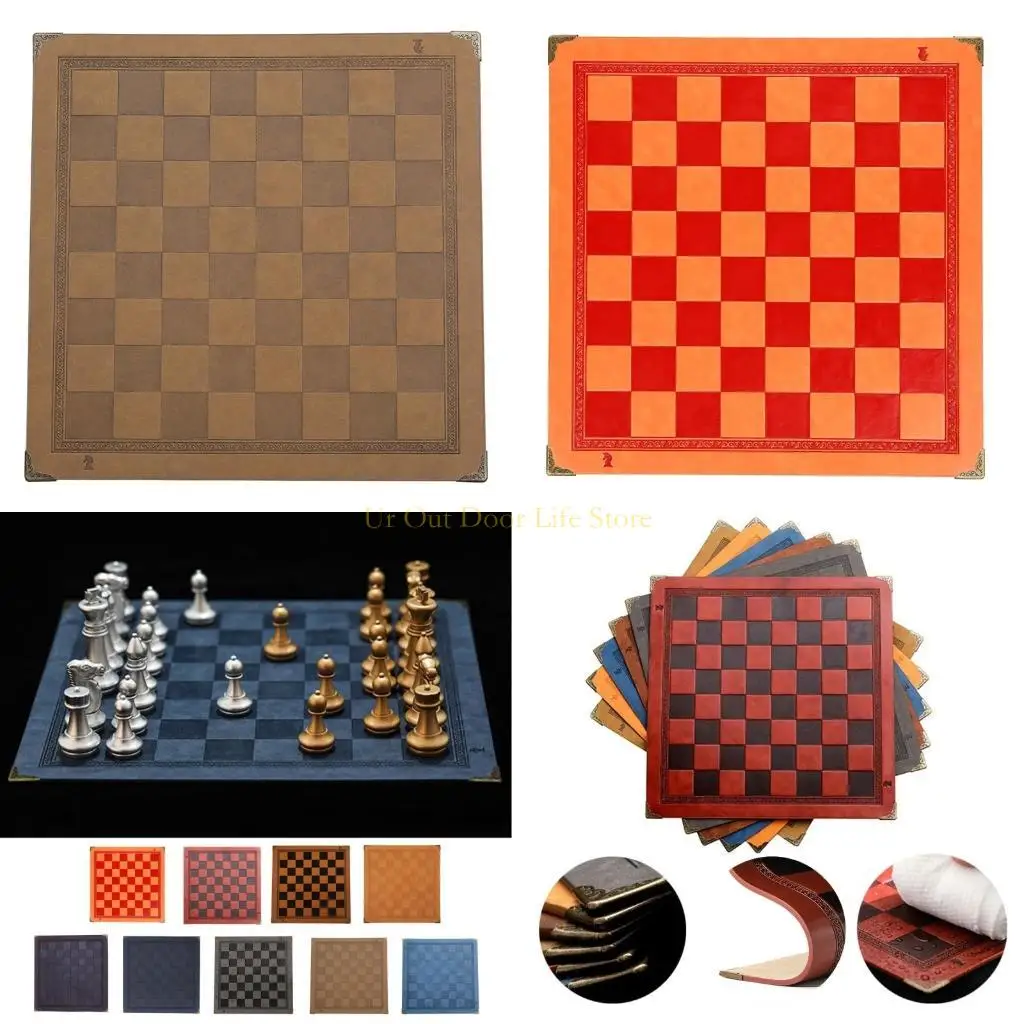 

77UF PU кожаный турнир Tournament Dlow Up Chesse Board, шахматная шахматная доска, легкий и не скользкий шахмат для детей