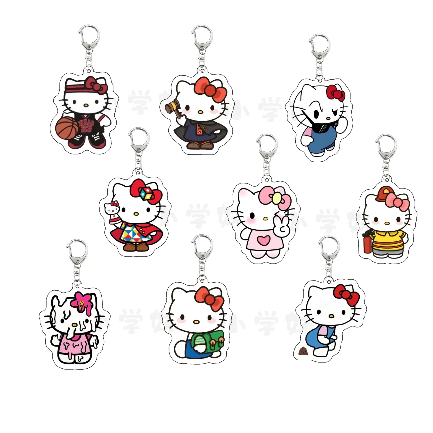 

Hello Kitty Key Buckle Anime Peripheral Schoolbag Pen Case Cute Q Version Decorate Pendant Student Christmas Gift Couple Style
