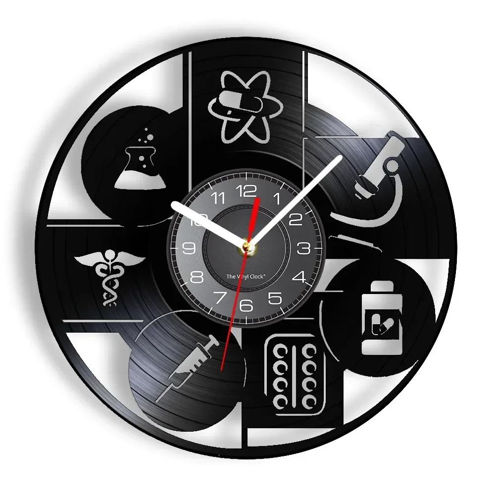 Medical Related Decorative Wall Clock Pharmacy Doctor Nurse Clinic Inventions Vintage LED Wall Decor Watch Gift To Medical Staff